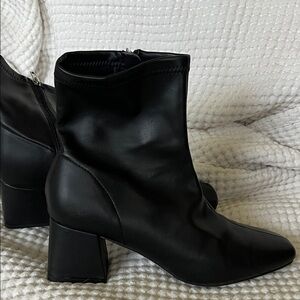 Black Ankle Booties with Block Heel - Women. Like new!